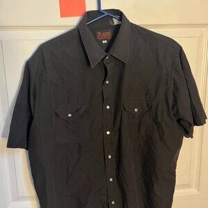 Plains Western Wear Men's Solid Print Short Sleeve Pearl Snap Western Shirt